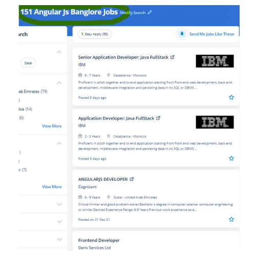 Angular JS internship jobs in Newry
