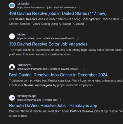 Davinci Resolve internship jobs in Cork