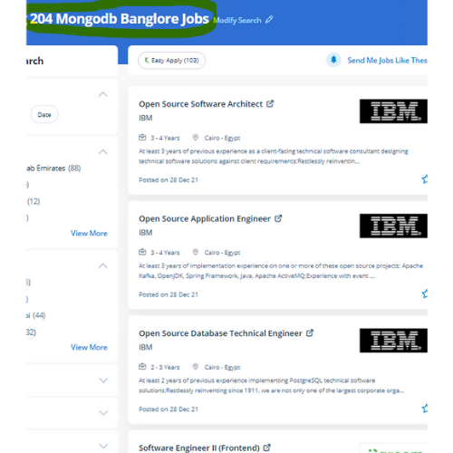 MongoDB internship jobs in Belfast