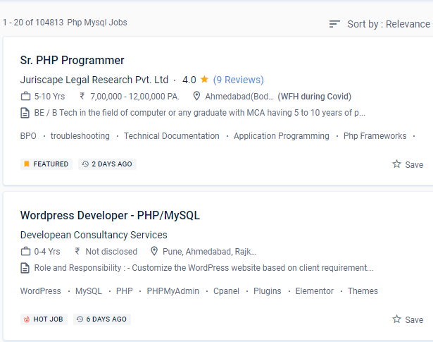 Php/MySQL internship jobs in Bray